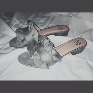 Grey ruffle sandals